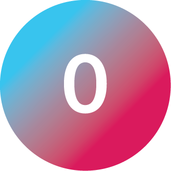 0 in a teal and pink gradient circle