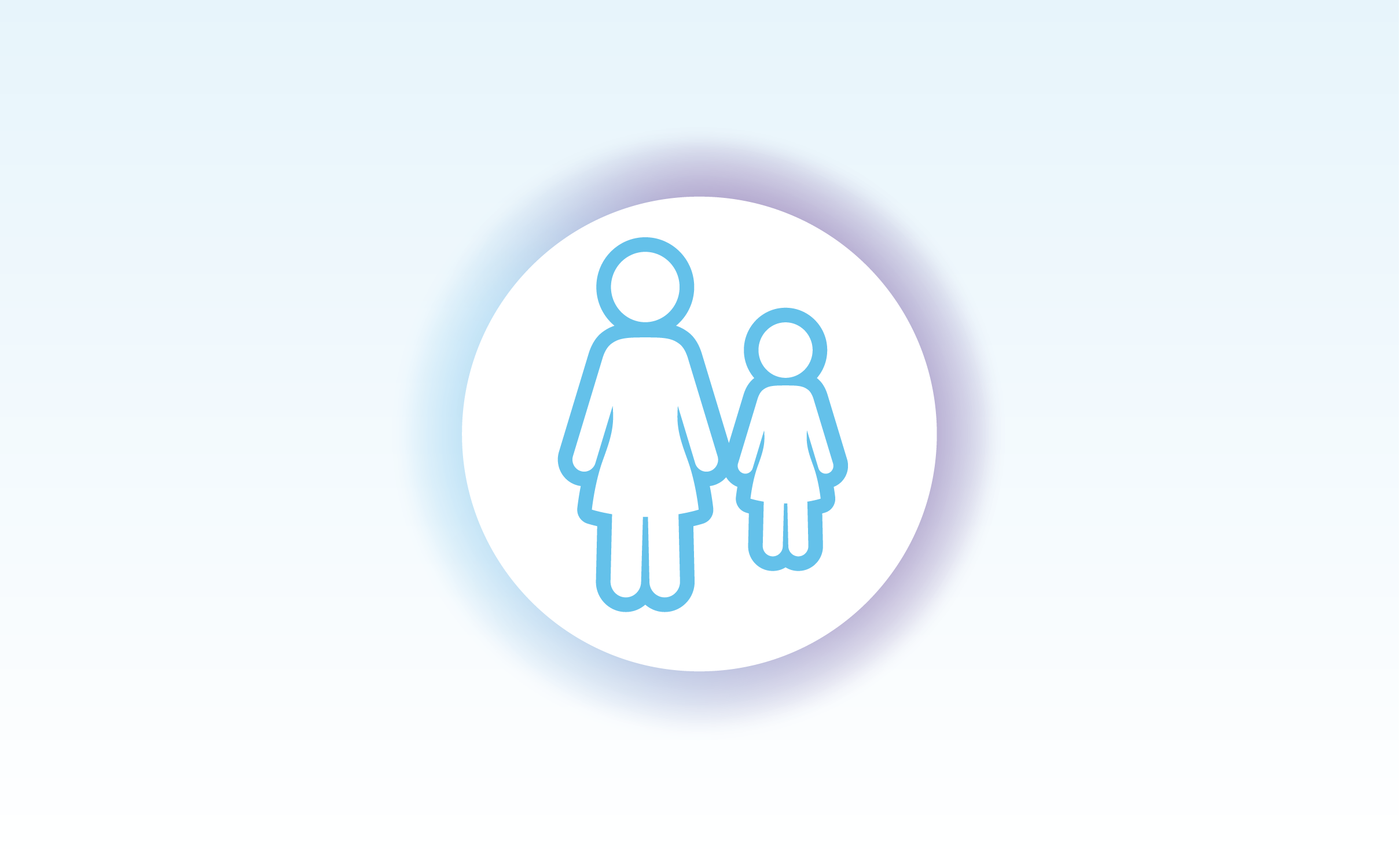 Teal outlined woman and girl silhouette graphic