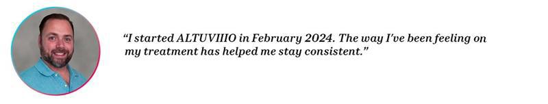 Peer Brad with quote “I started ALTUVIIIO in February 2024. Since then, I haven’t had any breakthrough bleeds.”