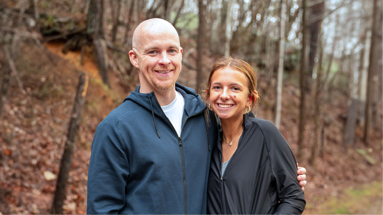 Real ALTUVIIIO patient and caregiver Derek and his daughter/real ALTUVIIIO patient Brooklynn
