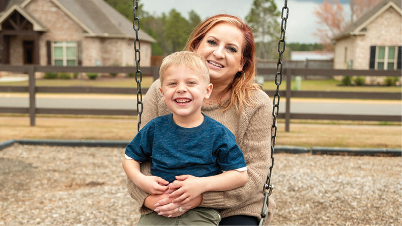 Real ALTUVIIIO caregiver Ashley and her son/real ALTUVIIIO patient Harrison