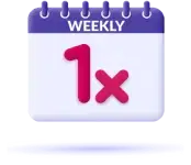 Calendar icon showing “1x”