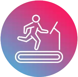 Icon displays person running on treadmill