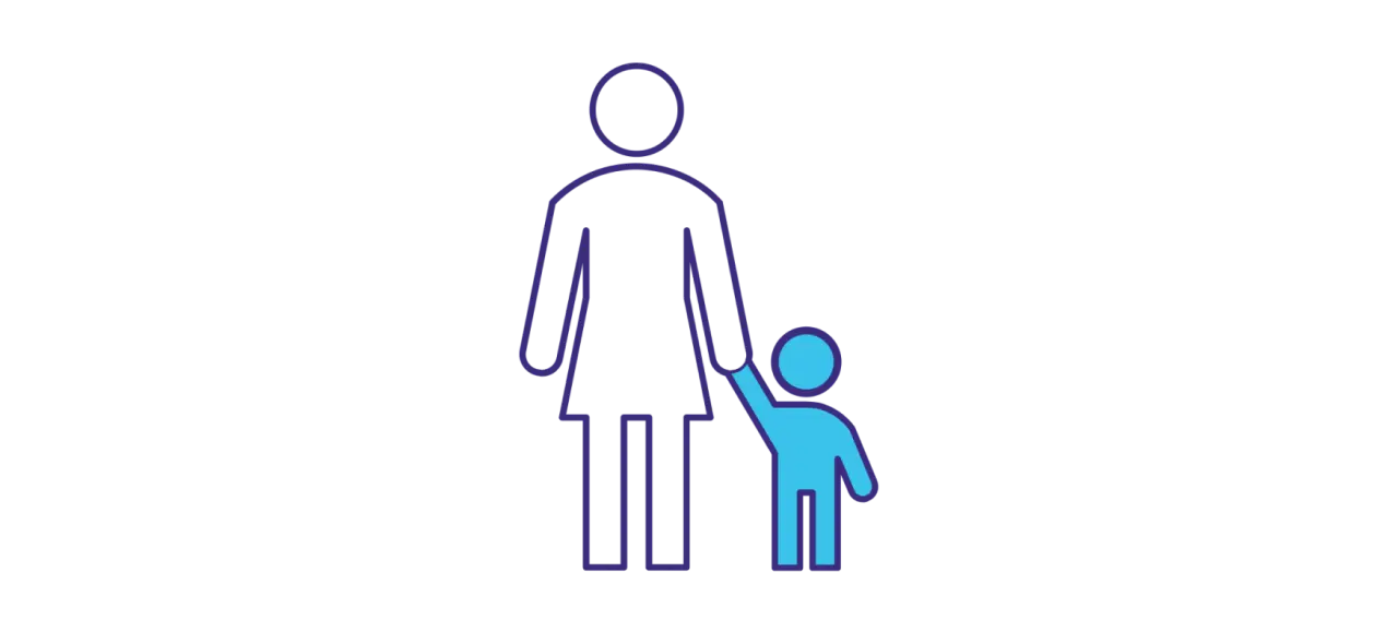 Graphic icon of a mother and child