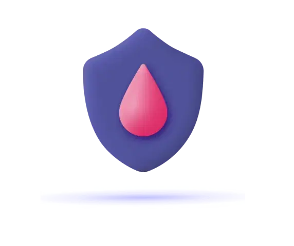Icon displays a shield symbol and a blood drop on it