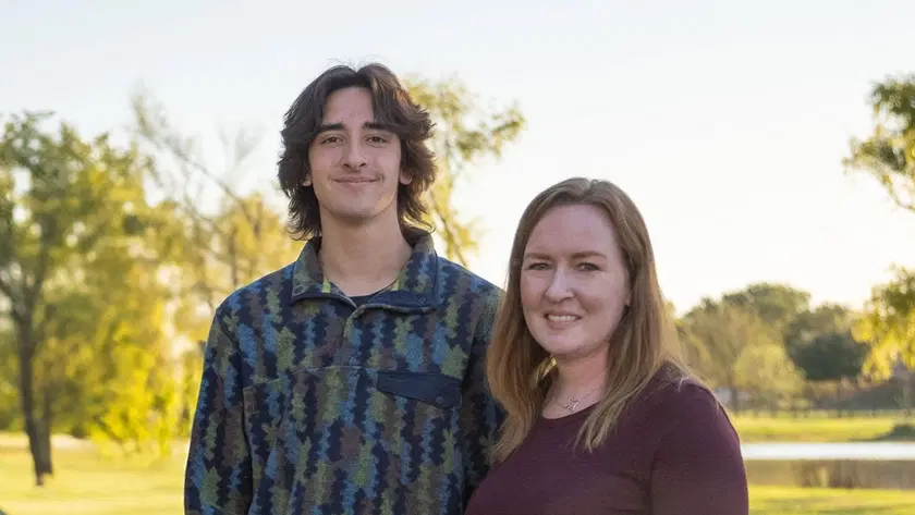 Hemophilia patient AJ taking Altuviiio and his caregiver Bonnie