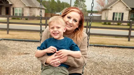 Real ALTUVIIIO caregiver Ashley and her son/real ALTUVIIIO patient Harrison
